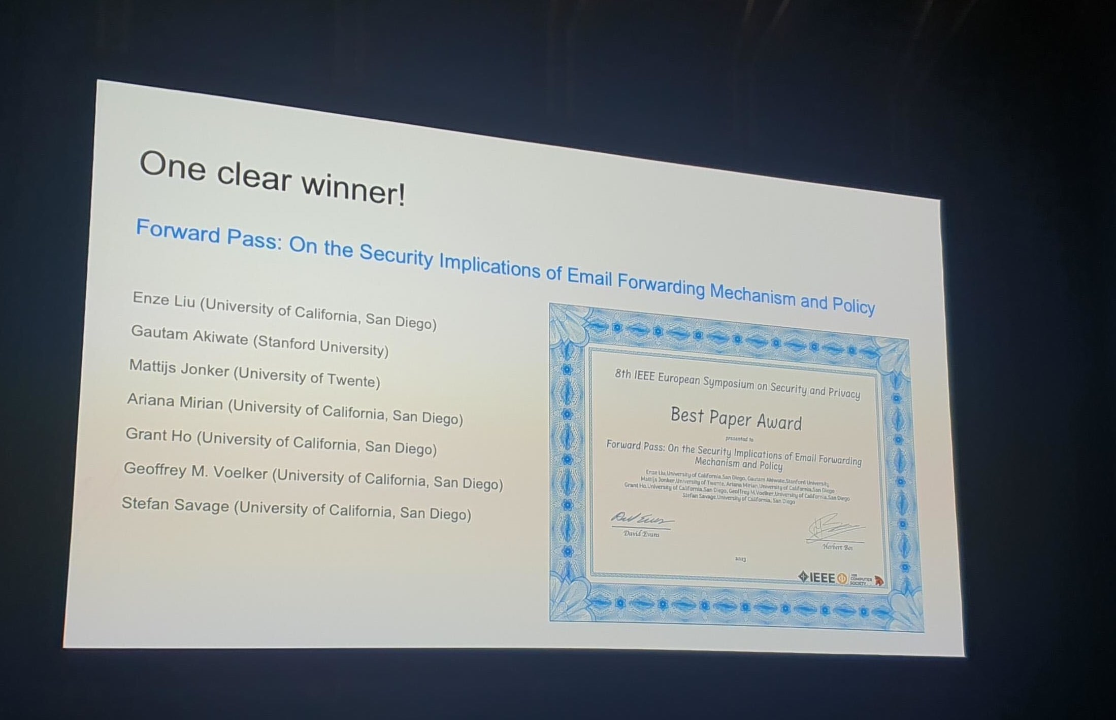 Euro Security and Privacy award for 